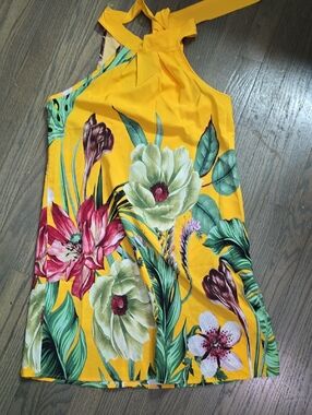 SHEIN Yellow Floral Halter Cami